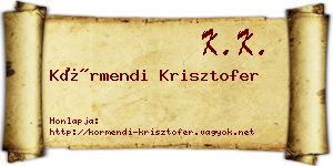 Körmendi Krisztofer névjegykártya