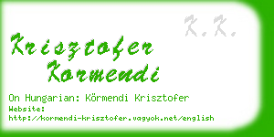 krisztofer kormendi business card